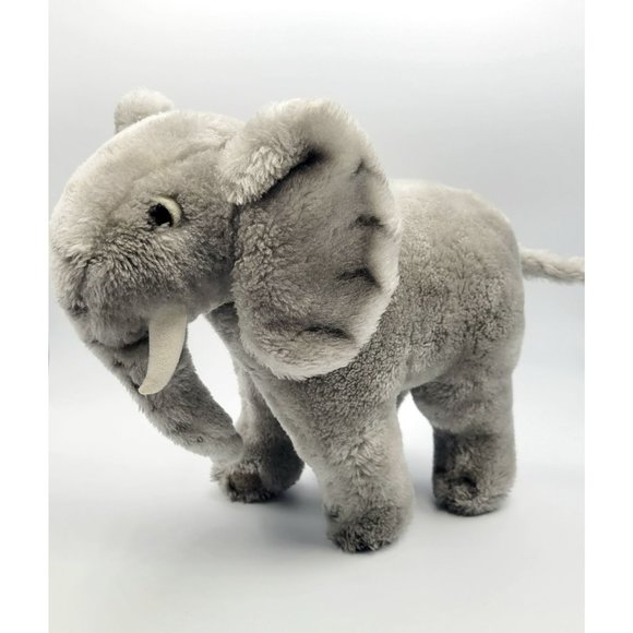 Vintage Dakin Gray Mama Elephant Stuffed Animal Realistic Nature Babies 70s 12" - Picture 1 of 9